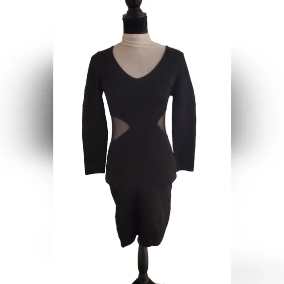 bebe bandage bodycon dress Long Chiffon Sleeve Bodycon Dress